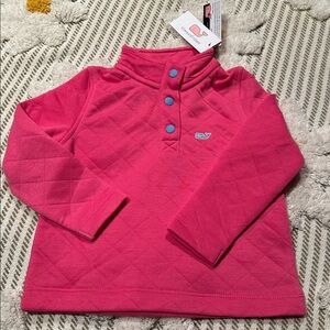 Vineyard Vines Kids Fuchsia Button-Up quilted Sweatshirt Fashion knit , girls,2T